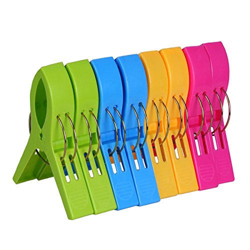 Book Cover Beach Towel Clips, ECROCY Beach Chair Towel Clips on Cruise, 8 Pack Large Clips Clamps,Clothes Pegs,Beach Towel Holder to Keep Your Towel from Blowing Away,Heavy Duty and in Bright Colors