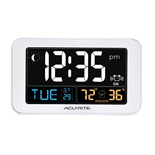 Book Cover AcuRite Intelli-Time Alarm Clock with USB Charger, Indoor Temperature and Humidity (13040CA)