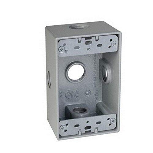 Taymac SB550XS Weatherproof Box, 1-Gang, (5) 1/2-Inch Outlets, Side Lug, Gray