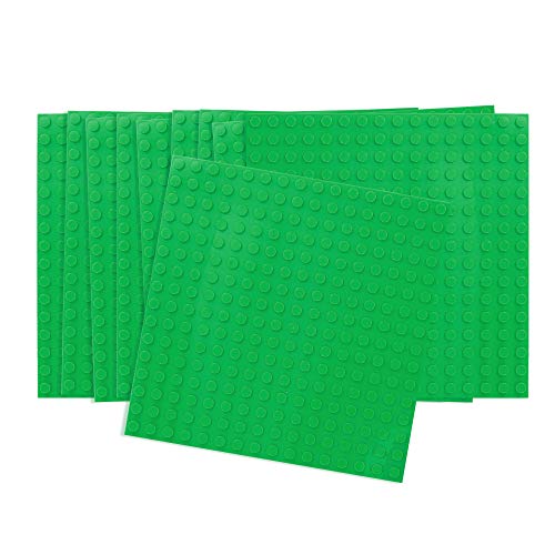 Book Cover Building Brick Stackable Base Plates - Green 10 Pack of 5 x 5 Inch Classic Baseplates - Compatible with All Major Building Block Toys