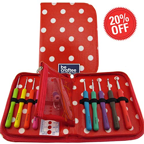 BEST CROCHET HOOK SET WITH ERGONOMIC HANDLES FOR EXTREME COMFORT. Perfect Crochet Hooks for Arthritic Hands, Smooth Needles for Superior Results & 22 Knitting Accessories to use with all Patterns.