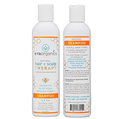 Era Organics Sulfate Free Shampoo For Itchy Scalp - Extra Moisturizing Shampoo for Dry, Itchy Scalp & Damaged, Frizzy, Hair With Organic Aloe Vera, Manuka Honey & More - Ph Balanced, Paraben Free 8oz