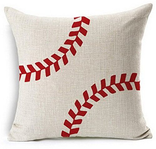 Book Cover Andreannie Baseball Design Cotton Linen Beige Throw Pillow Case Cushion Cover Home Office Decorative, Square 18 X 18 Inches (for Living Room, Sofa£¬car)