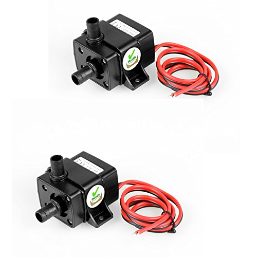 MOUNTAIN_ARK 2 Pack DC 12V Mini Submersible Water Pump 63 GPH for Aquarium, Fish Tank, Hydroponic, Fountain, Water Feature