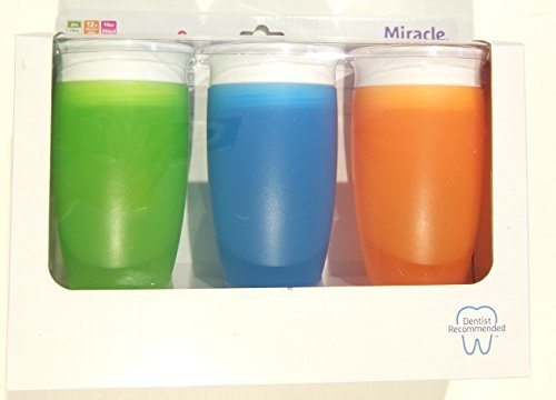 Book Cover Munchkin Miracle 360 BPA Free Sippy Cup 10 ounce, 3 Count (Green Blue Orange)