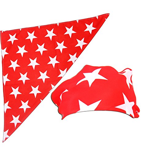 Macho Man Star Printed Costume Bandana and Glasses Set (Red)