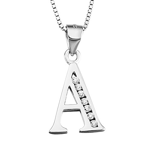 YFN Initial Pendant Necklace Sterling Silver with Cubic Zirconial 26 Letter Alphabet Jewelry Gifts for Mom Women Teen Girl
