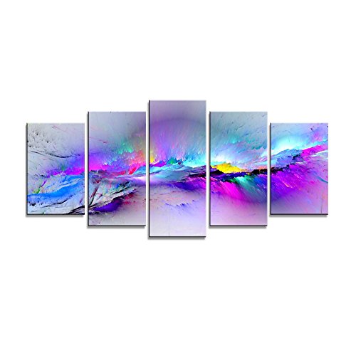 Book Cover Wieco Art - Changing Colors Giclee Canvas Prints 5 Panels Modern Artwork Landscape Pictures to Photo Printed on Abstract Canvas Wall Art for Home Decorations and Wall Decor 5pcs/Set P5RAB023