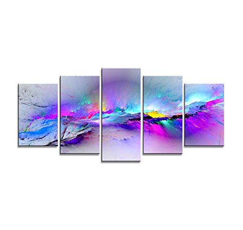 Wieco Art - Changing Colors Giclee Canvas Prints 5 Panels Modern Artwork Landscape Pictures to Photo Printed on Abstract Canvas Wall Art for Home Decorations and Wall Decor 5pcs/Set P5RAB023