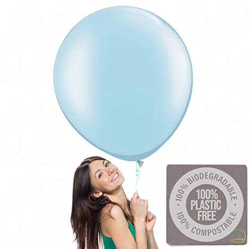 Light Blue 36 Inch Giant Balloons 3 Pack Large Thickened Extra Strong Biodegradable Latex Jumbo Big Helium Float Baby Shower Gender Reveal Garland Arch Wedding Birthday Party Decorations