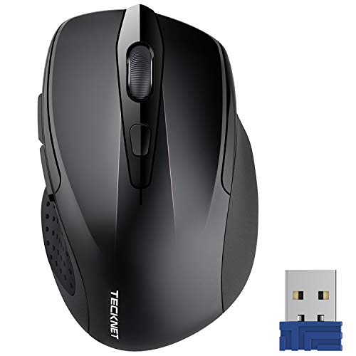 TECKNET Pro 2.4G Ergonomic Wireless Optical Mouse with USB Nano Receiver for Laptop,PC,Computer,Chromebook,Notebook,6 Buttons,24 Months Battery Life, 2600 DPI, 5 Adjustment Levels
