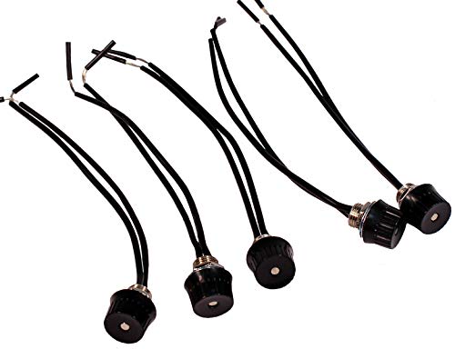Creative Hobbies 5 Pack of Rotary Style On/Off Canopy Light Switch, Lamp Switch, 3/1 amps at 125/250V, Metal Bushing with 6 Inch Wire Leads Stripped Ends
