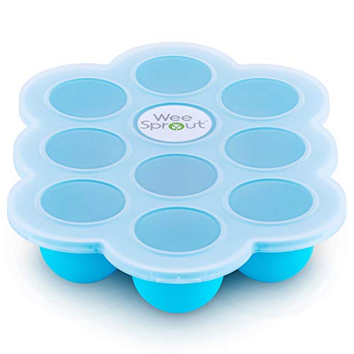Book Cover WeeSprout Silicone Baby Food Freezer Tray with Clip-on Lid by WeeSprout - Perfect Storage Container for Homemade Baby Food, Vegetable & Fruit Purees, and Breast Milk