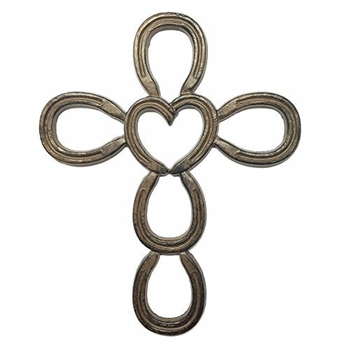 Cast Iron Cross in Horseshoe Heart