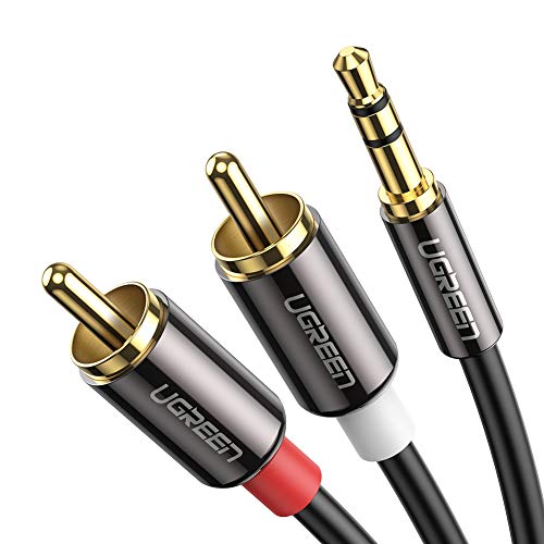 UGREEN 3.5mm to RCA Cable, 3.3FT RCA Male to Aux Audio Adapter HiFi Sound Headphone Jack Adapter Metal Shell Y Splitter Auxiliary Cord 1/8 Connector for Phone Speaker MP3 Tablet HDTV