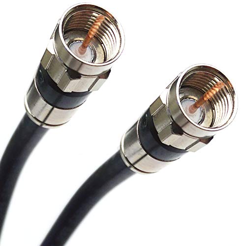Book Cover 75ft Black RG6 Digital Coaxial Cable Shielded PVC Jacket Rated UL ETL CATV RoHS 75 Ohm RG6 Digital Audio Video Coaxial Cable with Premium Continuous Ground Brass Metal Compression F-Connectors
