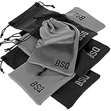 Microfiber Pouch - Soft Storage Bag(s) for Glasses and Cell Phones (Black&Gray 4" x 7.75")