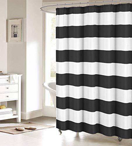 Book Cover FAMILYDECOR Black and White Shower Curtain Nautical Striped Design Fabric Curtains Bathroom Accessories 72x72