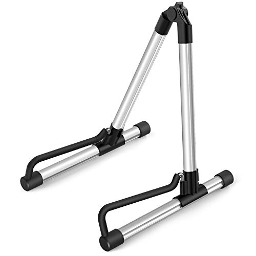Donner Guitar Stand Acoustic,Fold Metal Electric Stands & Hangers,Bass Classical Single Guitar Stand adjust for 30" 40" Mandolin, Bass, Banjo, Ukulele (Silver) - DS-1