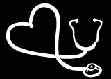 M&T Decal & Design White Heart Stethoscope Car Window Decal