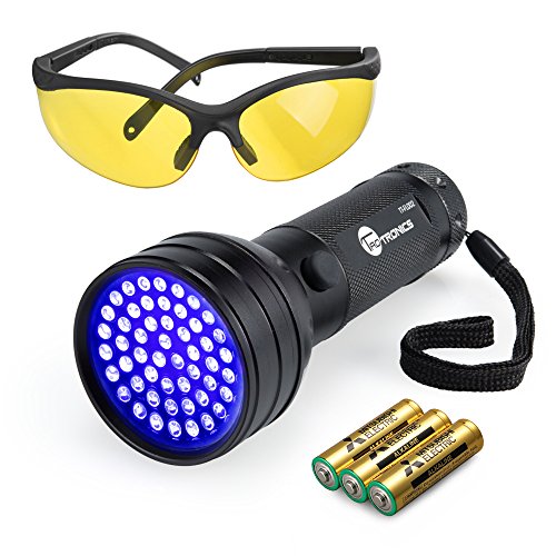 TaoTronics TT-FL002 Black Light, 51 LEDs Uv Blacklight Flashlights Detector for Dry Pets Urine & Stains & Bed Bug with Free Uv Sunglasses & 3 Free AAA Batteries, Purple