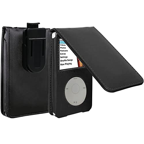 HALÂ® Leather Case For Apple iPod Video classic 80G and 120G wallet protective with movable belt clip Black