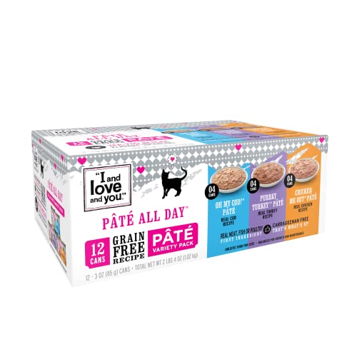 "I and love and you" Naked Essentials Canned Wet Cat Food - Variety Pack: Chicken Recipe, Turkey Recipe, Cod Recipe, 3-Ounce Cans, (Pack of 12)