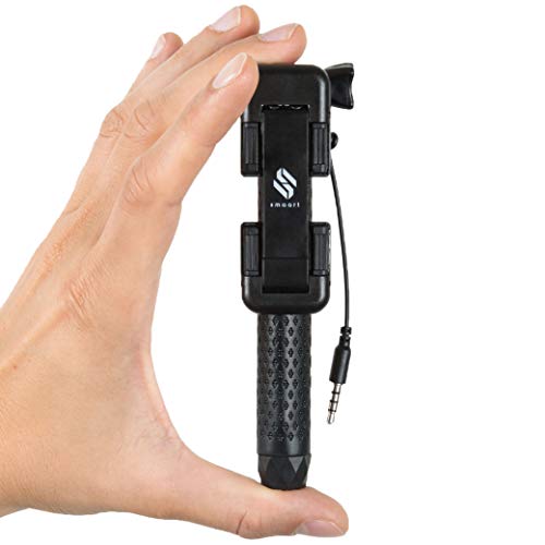 smaart Mini Selfie Stick | Lightweight & Portable | Wired Plug and Play Cable Control (No Bluetooth, No Battery) | Universally Compatible with Most Smartphones & GoPro | extendable Monopod