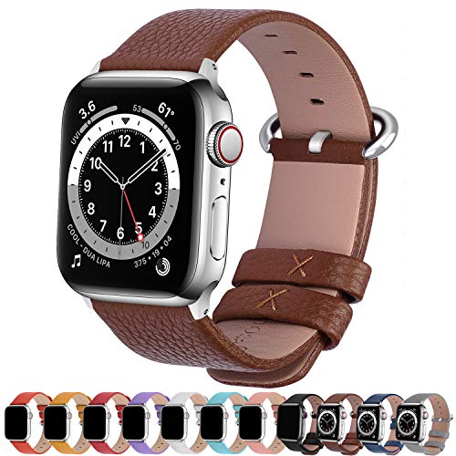 Book Cover Fullmosa Compatible Apple Watch Band 38mm 40mm 42mm 44mm Calf Leather Compatible iWatch Band/Strap Compatible Apple Watch SE & Series 6/5/4/3/2/1, 38mm 40mm Brown