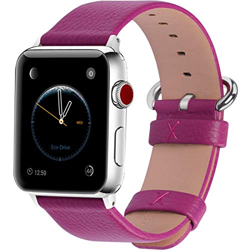 Book Cover Fullmosa Compatible Apple Watch Band 38mm 40mm 42mm 44mm Calf Leather Compatible iWatch Band/Strap Compatible Apple Watch SE & Series 6 Series 5 Series 4 Series 3 Series 2 Series 1,38mm 40mm Rosy