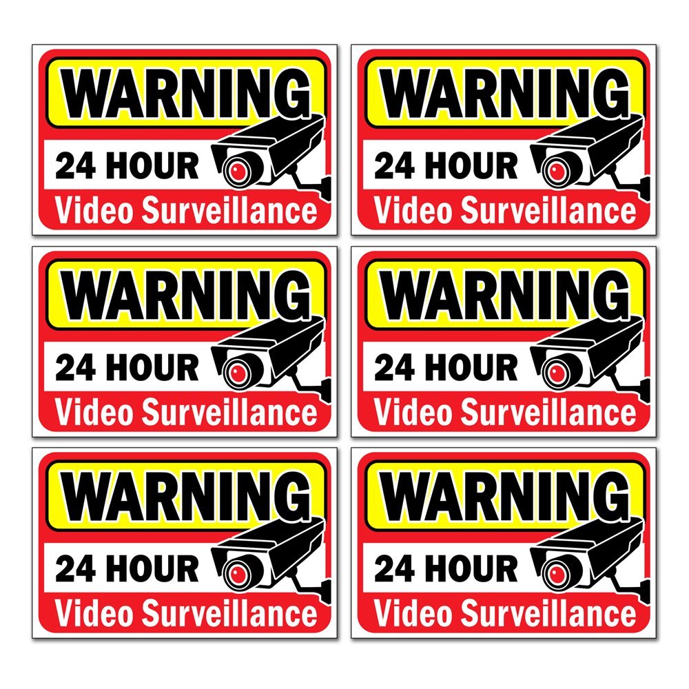 Book Cover Video Security Surveillance Sticker Decals Sign for Home/Business (4 Piece Set) Self Adhesive Vinyl Stickers for CCTV, DVR, Video Camera System-Outdoor/Indoor 6