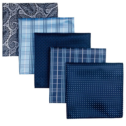 Retreez 5 Piece Assorted Woven Microfiber Premium Pocket Square Gift Box Set