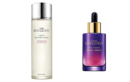 Missha Time Revolution the First Treatment Essence Intensive 150ml Bundle with the Night Repair Ampoule (Gold) 50ml
