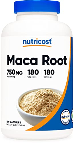 Book Cover Nutricost Maca Root (Lepidium meyenii) 750mg, 180 Capsules, 180 Servings