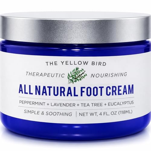 Natural Foot Cream. Organic and Moisturizing Ingredients for Dry Cracked Heels, Callused Feet, Athletes Foot Balm. Natural Soothing Soft Foot Care with Tea Tree, Peppermint Essential Oils