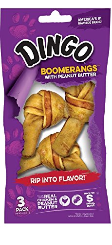 Dingo Boomeranges with Peanut Butter, Rawhide Chew, 3-Count