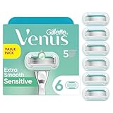 Gillette Venus Extra Smooth Sensitive Womens Razor Blade Refills, 6 Count, Designed for Women with Sensitive Skin, BLUE