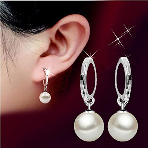 Smile Crytal - New Fashion Ladies 925 sterling Silver Freshwater Peal Dangle Ear stud Earrings