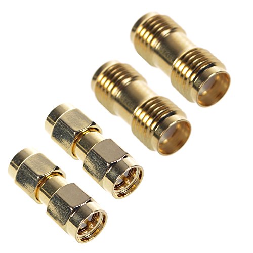 BCP 2 Pcs SMA Male to SMA Male Plug+ 2 Pcs SMA Female to SMA Female Jack RF Coaxial Adapter Connector