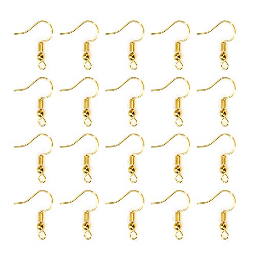 Book Cover TOAOB 100pcs Earring Hooks Hypo Allergenic French Ear Wires with Ball and Coil 18mm K-Gold Tone Fish Hook Earrings Making Supplies Jewelry Findings