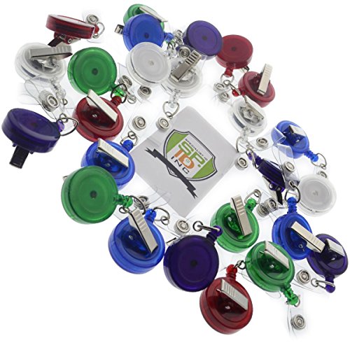 25 Pack - Translucent Retractable ID Badge Reels with Alligator Swivel Clip by Specialist ID (Assorted Colors)