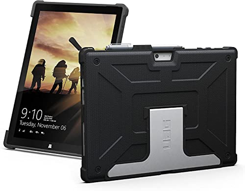 Book Cover URBAN ARMOR GEAR UAG Designed for Microsoft Surface Pro 7 Plus, Pro 7, Pro 6, Pro 5th Gen (2017) (LTE), Pro 4 Feather-Light Rugged [Black] Aluminum Stand Military Drop Tested Case