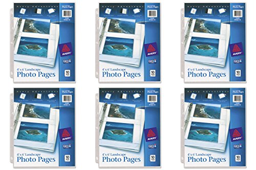 Avery Horizontal Photo Pages, Acid Free, 4 x 6 Inches, Pack of 10 (13406), 6 Packs