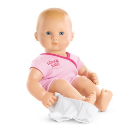 American Girl - Bitty Baby Doll Light Skin Blond Hair Blue Eyes BB3 with Pink Bodysuit