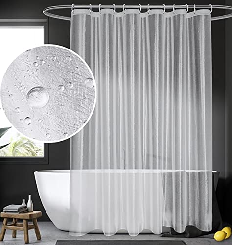 Shower Curtain Set with Hooks,Leaf Frosted Design,PEVA/6G Thickness,Silk Textured Shower Curtain Liner-72 x 72 Inches