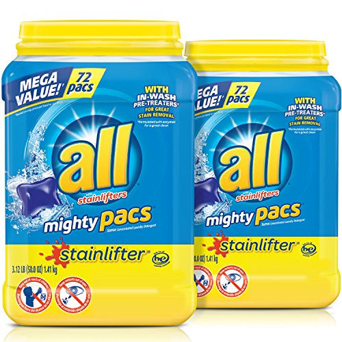 Book Cover all Mighty Pacs Laundry Detergent, Stainlifter, 72 Count, 2 Tubs, 144 Total Loads