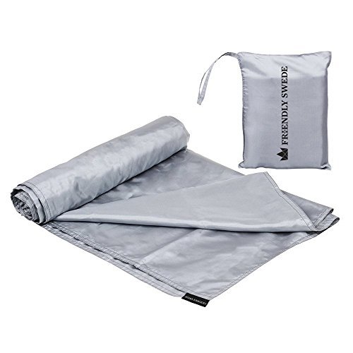 The Friendly Swede Sleeping Bag Liner Ultralight, Travel Sheets for Hotel, Camping Sheets, Adult Sleep Sack, Travel Sleeping Bag, Sleeping Bag Liners - Pocket-Size - Silky Smooth Cool - Grey (Velcro)