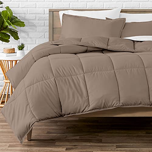 Book Cover Bare Home Comforter Set - Twin/Twin Extra Long - Goose Down Alternative - Ultra-Soft - Premium 1800 Series - All Season Warmth (Twin/Twin XL, Taupe)