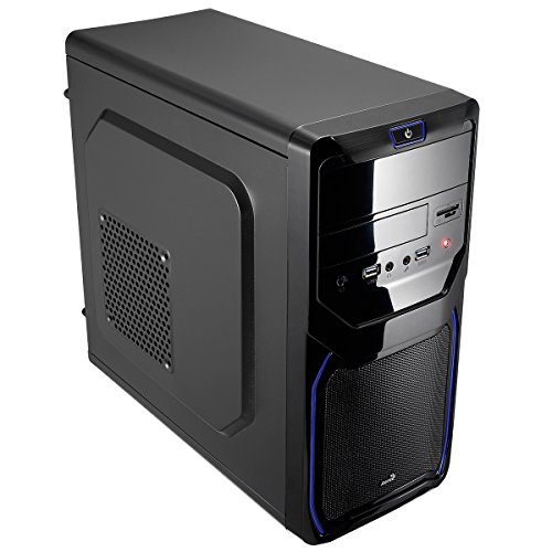 Aerocool QS183AD- Boîtier d'ordinateur (Micro-ATX, Miniatures, 4 Cartes mémoire, Dont Le Ventilateur est 8 cm, USB 3.0, Audio HD, Microphone), Couleur Bleu