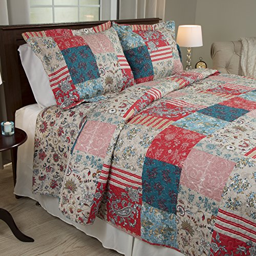 Lavish Home 2 Piece Mallory Quilt Set-Twin, Multicolor